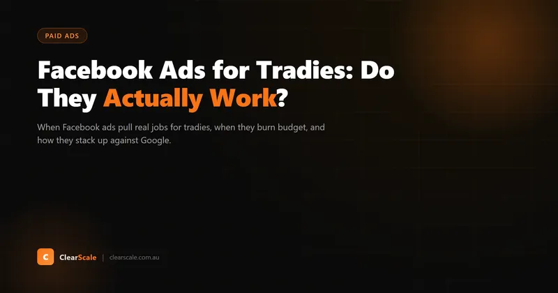 Facebook Ads dashboard showing a tradie lead generation campaign with cost-per-lead metrics