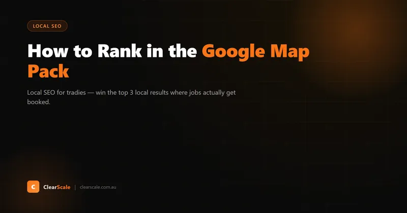 Google Map Pack showing three local tradie businesses with star ratings and contact buttons
