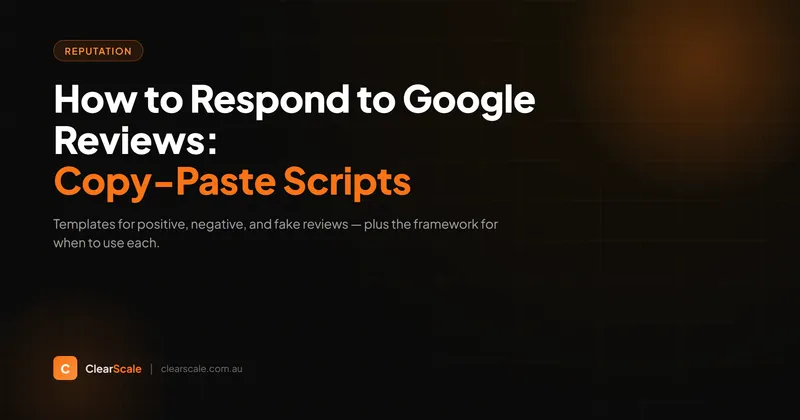 A local tradie business owner on a tablet responding to Google reviews with response templates visible on screen