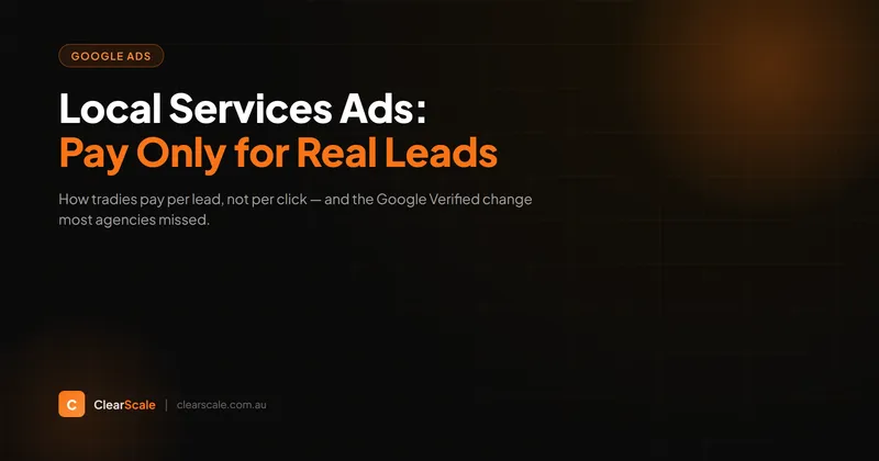 Google Local Services Ads listing with the Google Verified badge above search results for a tradie