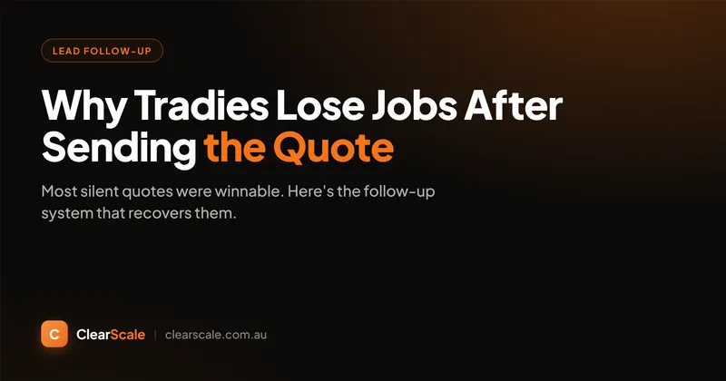 A tradie's phone showing a quote sent and a follow-up reminder