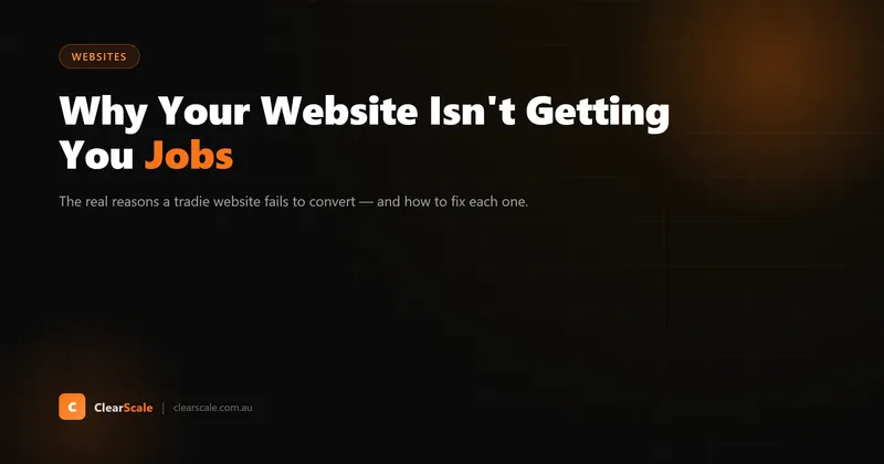A tradie website open on a phone screen with no enquiry notifications