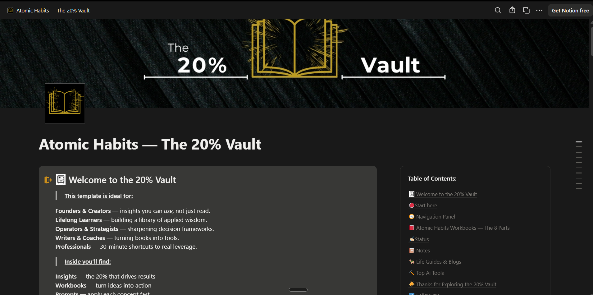 Atomic Habits Vault — Notion template